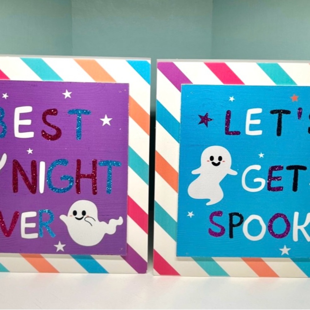 Colorful Halloween Ghost Wall Art